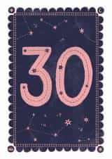 Classic 30th Birthday Card - For Her - Celestial Design created by Nazli Brennan