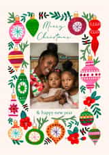 Personalised Christmas Photo Card created by Caroline Bonne Müller - Classic Christmas Card – Festive Baubles