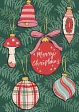 Classic Christmas card - Christmas baubles - Merry Christmas created by Embletree Designs