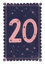 Classic 20th Birthday Card - For Her - Celestial created by Nazli Brennan