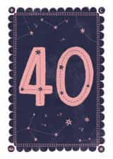 Classic 40th Birthday Card - For Her - Celestial created by Nazli Brennan