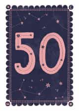 Classic 50th Birthday Card - For Her - Celestial created by Nazli Brennan