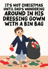 Funny Christmas Card - Not Christmas Until - Dad With A Bin Bag - Wrapping Paper created by Studio Doodles