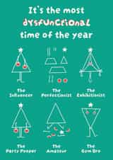 Funny Christmas Tree Personalities - Dysfunctional Christmas Card created by Goody Layers Cards