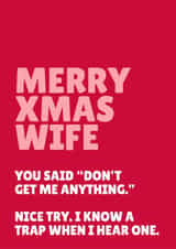 Funny Christmas Card - For Wife - "Don't Get Me Anything" created by Blush & Blossom 