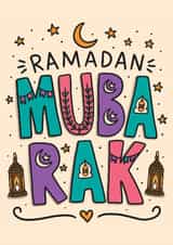 Cute Ramadan Mubarak Card - Eid Al-Fitr Card - Muslim created by TeePee Creations