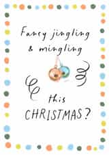 Naughty Christmas Card for friend | Jingle & Mingle | Retro Modern Baubles created by patternmuse