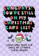 Funny Christmas Card You’re Still On My Card List. Cost Of Living Humour. created by Katie Ruby Illustration