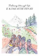Classic Anniversary Card - Walking Through Life Is Always Better With You - Hiking created by Stivanello | Art for the Soul