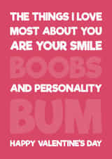 Funny / Rude Valentine's card for Wife / Girlfriend - Boobs & Bum created by Blind Faith