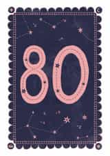 Classic 80th Birthday Card - For Her - Celestial created by Nazli Brennan