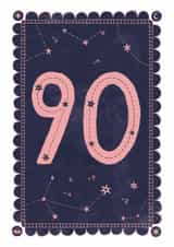 Classic 90th Birthday Card - For Her - Celestial created by Nazli Brennan