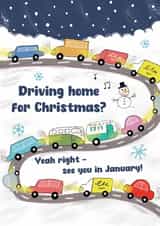Funny Christmas Card - Driving Home For Christmas - Traffic created by HollyBushArt
