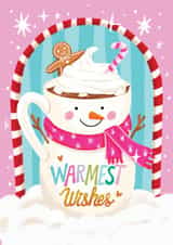 Cute Christmas Card for Her - Hot Cocoa - Warmest Wishes created by Aniet Illustration