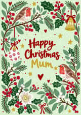 Happy Christmas Mum - traditional holiday card for her created by Paperleaf Studios 