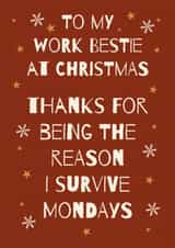 Funny Christmas Card - Work Bestie - Colleague created by Stuck Shop Gifts