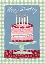 Classic Birthday Card - Cake - Cottage-Core Gingham created by Laura Darrington Design Ltd.