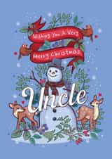 Cute Woodland Snowman Christmas Card for Uncle created by Angie Spurgeon