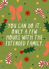 Funny and light hearted Christmas card about the extended family created by KATIE S