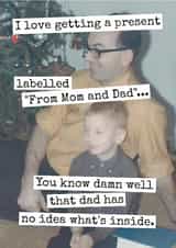 Funny Christmas Card for Mum & Dad – Dad Has No Idea What’s Inside created by Raven's Rest Studio