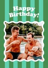 Personalised Birthday Photo Card created by Blush & Blossom - Classic Birthday Card - Green Stripe Frame