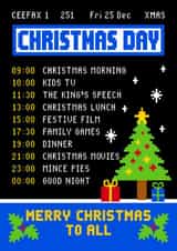Retro Christmas Card - Christmas Day TV Schedule - Teletext created by Pink Peach Cards