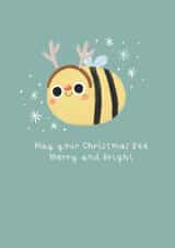 Cute Rudolph bee Christmas card - card for friend - pun card created by Becky Down