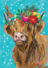 Cute Christmas Card - Highland Cow created by Ally Marie Illustration
