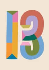 Classic Birthday Card - 13th - Colourful Typography created by Raspberry Blossom