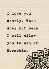 Funny Scrabble Love Card - Romantic Card for Husband or Wife, Board Game Night created by Helen Aveyard