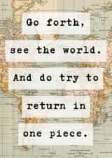 Funny Leaving/Good Luck Card - Traveling - Try To Return In One Piece created by Helen Aveyard