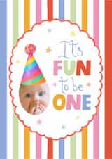 Personalised Birthday Photo Card created by Blush & Blossom  - Classic Birthday Card - 1st - It's Fun To Be One