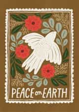 Classic Christmas Card - Floral Dove Illustration - Peace on Earth created by Kercia Jane
