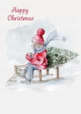 Cute Christmas Card - Sledge - Tree created by Crumble and Core