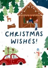 Traditional Christmas Scene card - Pretty Xmas Festive Card - Chistmas Wishes created by Lauren Barclay