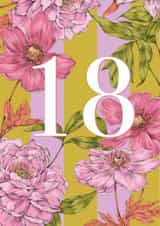 Pretty Birthday Card - 18th - Pink Floral Stripe created by Catherine Lewis Design