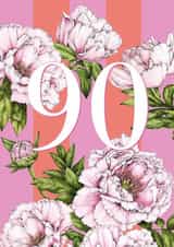 Pretty Birthday Card - 90th - Peonies created by Catherine Lewis Design