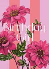 Pretty Birthday Card - Pink Floral Stripe created by Catherine Lewis Design