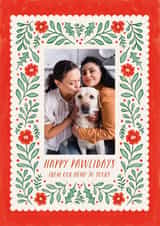 Personalised Christmas Photo Card created by Kercia Jane - Pretty Christmas Card - Happy Pawlidays – Pet Photo Frame – Folk Art Florals