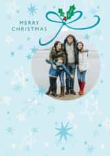 Personalised Christmas Photo Card created by Orchard Design House - Modern Christmas card - Hanging Bauble - stars and snowflakes 