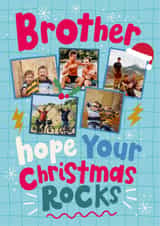 Personalised Christmas Photo Card created by Dotty Black - Bright and Fun Christmas card for a Brother - Christmas Rock - Lightning