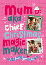 Personalised Christmas Photo Card created by Dotty Black - Bright and fun Christmas card for Mum - Hot Chocolate - Love You Loads