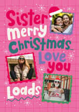 Personalised Christmas Photo Card created by Dotty Black - Fun and bright Christmas card for Sister - Santa Hat - Frames