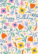 Pretty Birthday Card - Colourful Flowers created by Jane Farnham Designs