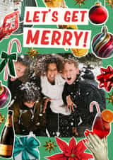 Personalised Christmas Photo Card created by Violet and Alfie - Kitsch Christmas Card - Let's Get Merry!
