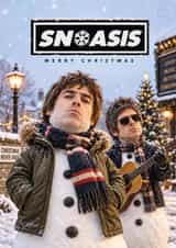 Snoasis Funny Britpop Snowmen Funny Personalised Christmas Card created by Aussie Studios