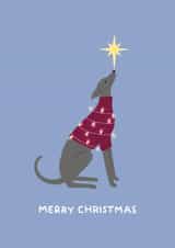Cute Christmas Card - Blue Greyhound / Whippet - Jumper created by Ella Goddard