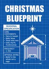 Funny Manger Christmas Card - Cheeky Nativity Blueprint - Jesus, Mary, Joseph created by Versed Aid