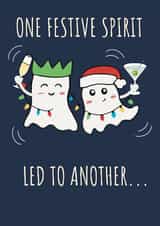FUNNY CHRISTMAS CARD - FESTIVE SPIRITS GHOSTS - ONE LED TO ANOTHER created by Calina Ho