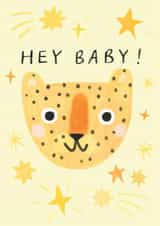 Cute Baby Leopard Card for New Arrival Baby Birth Stars created by Chinchi Things